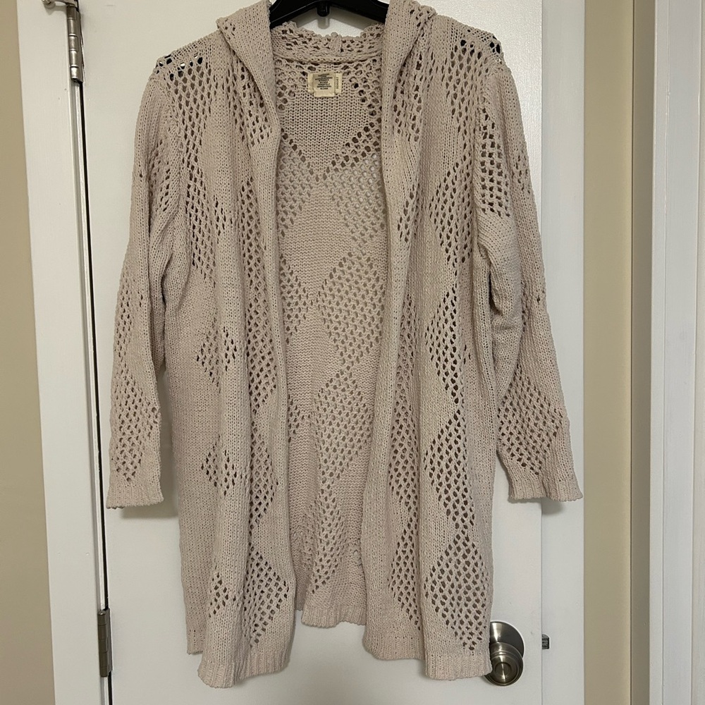 Women's Cream Open-Knit Sweater